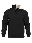 Casual Outdoor High Neck Half-Zip Pocket Long Sleeve Sweatshirt