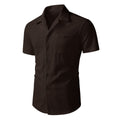 Casual Short-sleeve Corduroy Open-front Shirt Men's Beach Short-sleeve Shirt