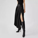 Women's High Waist Slimming Slit Pleated Skirt