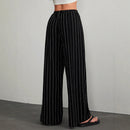 Women's Striped Drawstring Elastic Waist Casual Pants