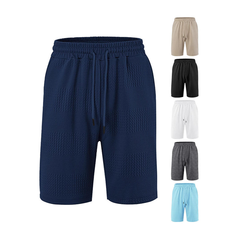 Loose Large Horizontal Stripe Jacquard Fabric Men's Casual Shorts