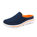Men's Big & Tall Lightweight Slip-On Casual Sneakers - Breathable Mesh & Fabric Upper, MD Cushioned Sole, Navy Blue/Orange Accents - All-Season Comfort for Sports & Casual Attire