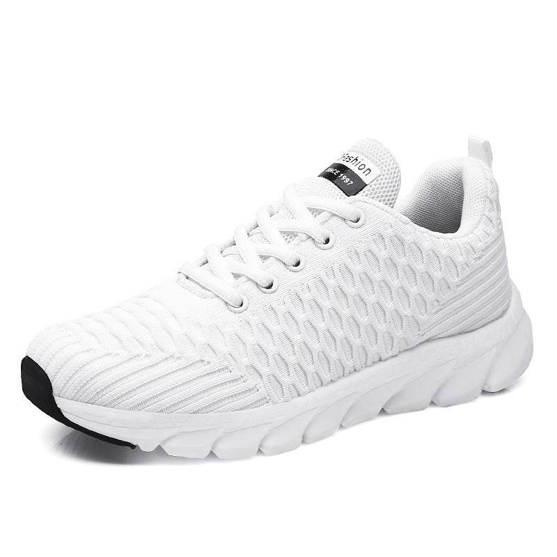 Women's Breathable Knit Sneakers, Casual Lace Up Outdoor Shoes, Lightweight Low Top Walking Shoes