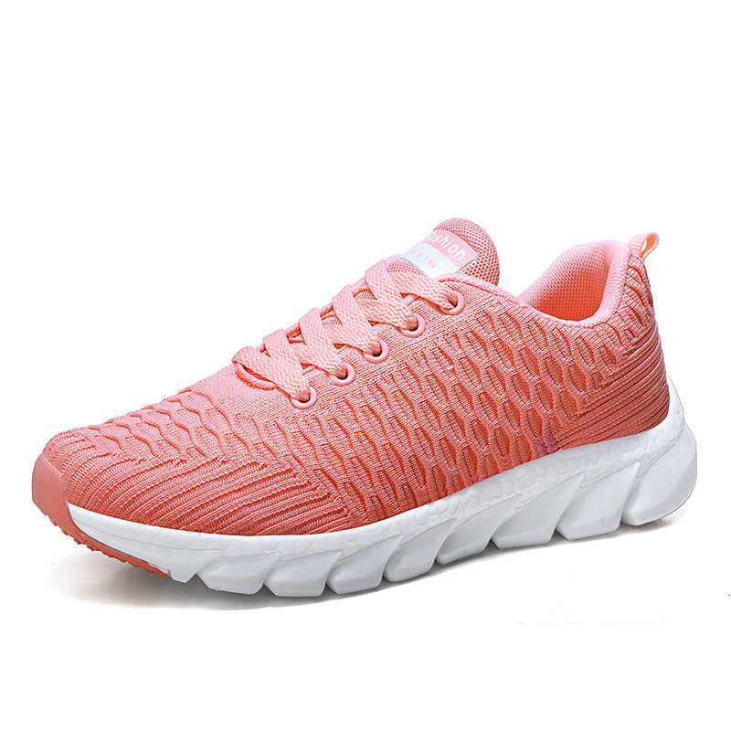 Women's Breathable Knit Sneakers, Casual Lace Up Outdoor Shoes, Lightweight Low Top Walking Shoes