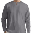 Long Sleeve New Solid Color Linen Design European And American Men's Casual