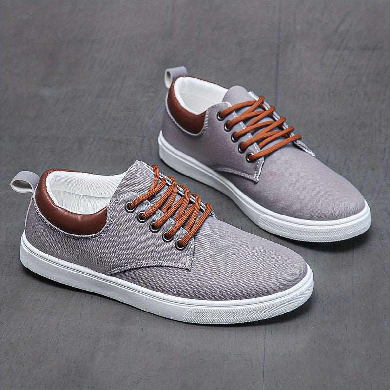 Stylish, Breathable Men's Canvas Low Tops - Comfortable Lace-up Sneakers for Outdoor & Everyday Wear