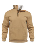 Casual Outdoor High Neck Half-Zip Pocket Long Sleeve Sweatshirt