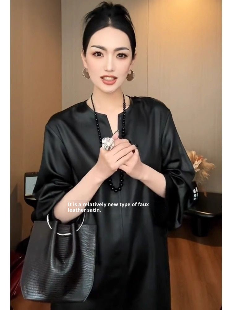 Spring And Autumn New Season Elegant Loose Slim Solid Color Dress