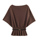 European And American Style Layered Decorative Knitted Sweater Belt Top