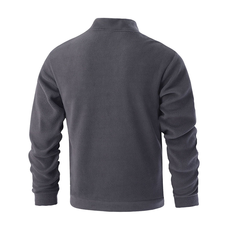 Men's Casual Pullover Jacquard Fleece Stand-up Collar Sweatshirt