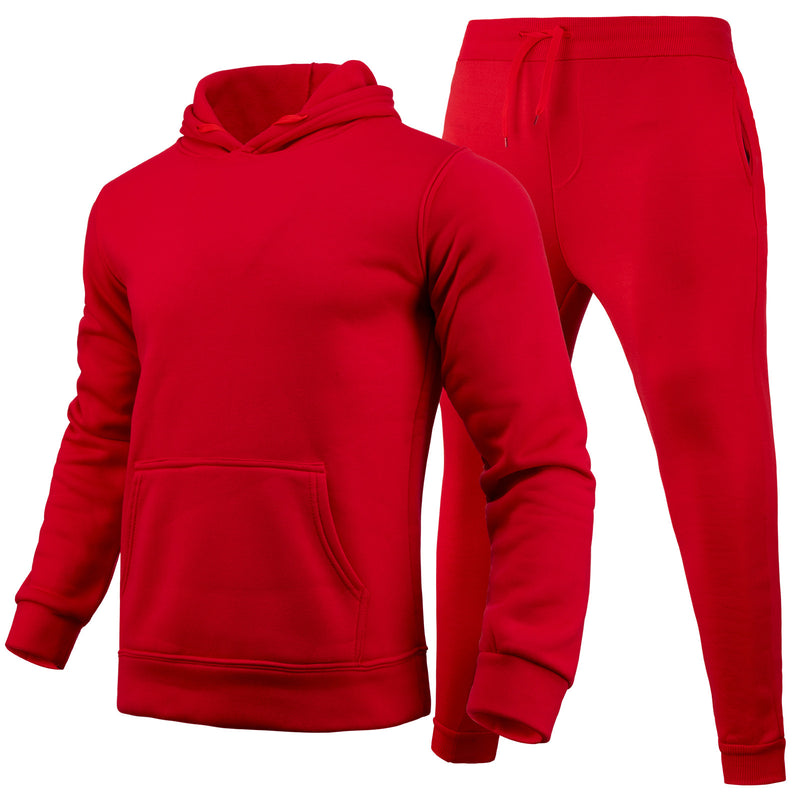 Slim-fit Solid Color Hoodie Set Urban Casual