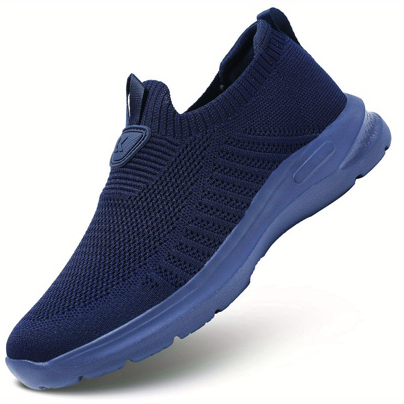 Men's Stylish Slip On Comfy Running Shoes: Breathable & Durable Non-Slip Shock Absorption Sneakers For Jogging, Walking & Hiking!