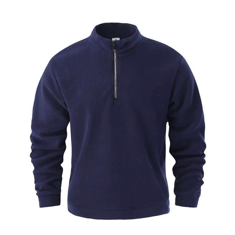 Men's Casual Pullover Jacquard Fleece Stand-up Collar Sweatshirt
