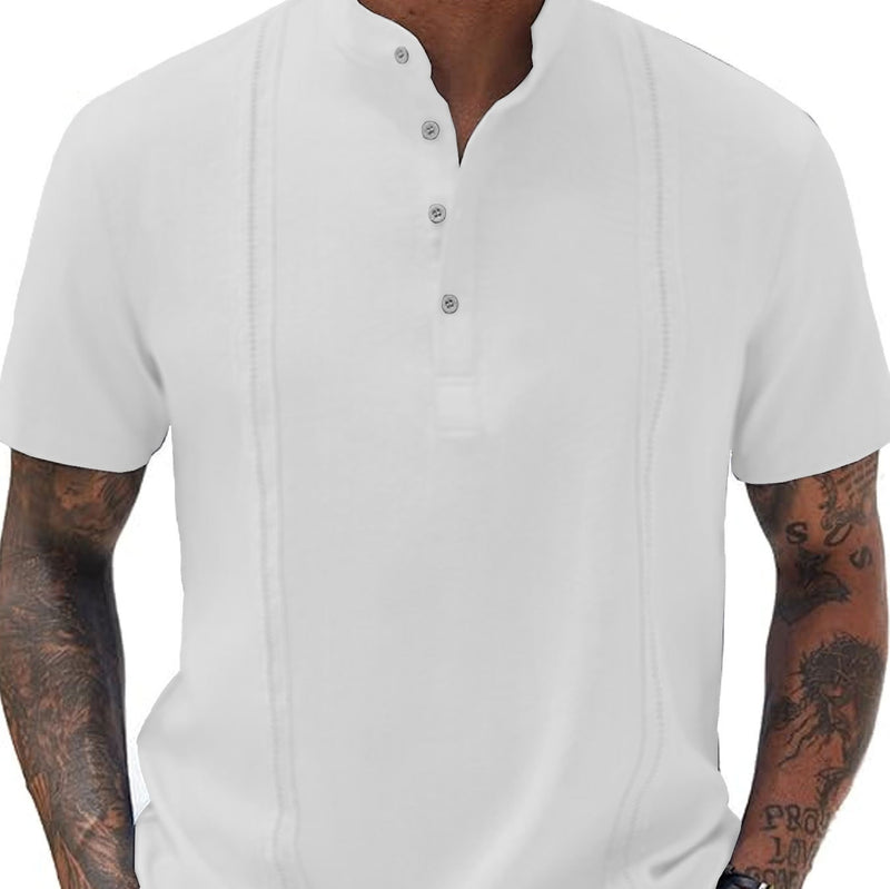 Men's Striped Solid Color Half-button Cardigan Top