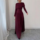 New Women's Fashion Elegant Shawl Solid Color Long Dress