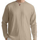 Long Sleeve New Solid Color Linen Design European And American Men's Casual
