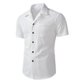 Casual Short-sleeve Corduroy Open-front Shirt Men's Beach Short-sleeve Shirt
