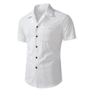 Casual Short-sleeve Corduroy Open-front Shirt Men's Beach Short-sleeve Shirt