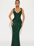 Women's Slim Shoulder Strap Sequin Bodycon Dress
