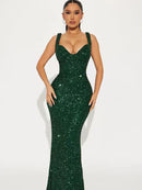 Women's Slim Shoulder Strap Sequin Bodycon Dress