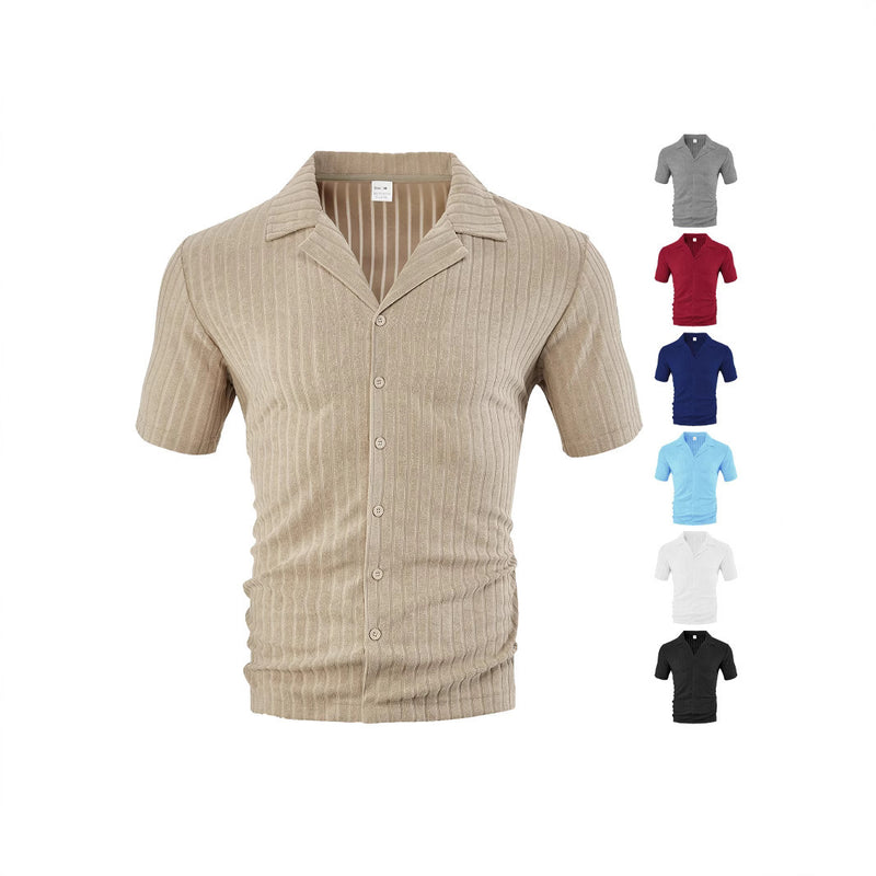Loose Casual Breathable Lapel Men's Short Sleeve