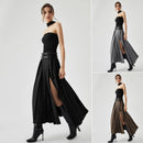 Women's High Waist Slimming Slit Pleated Skirt