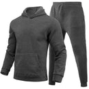 Slim-fit Solid Color Hoodie Set Urban Casual