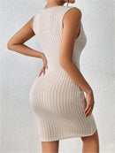 New Amazon Cross-border Sexy Button Pleated Deep V Bodycon Dress