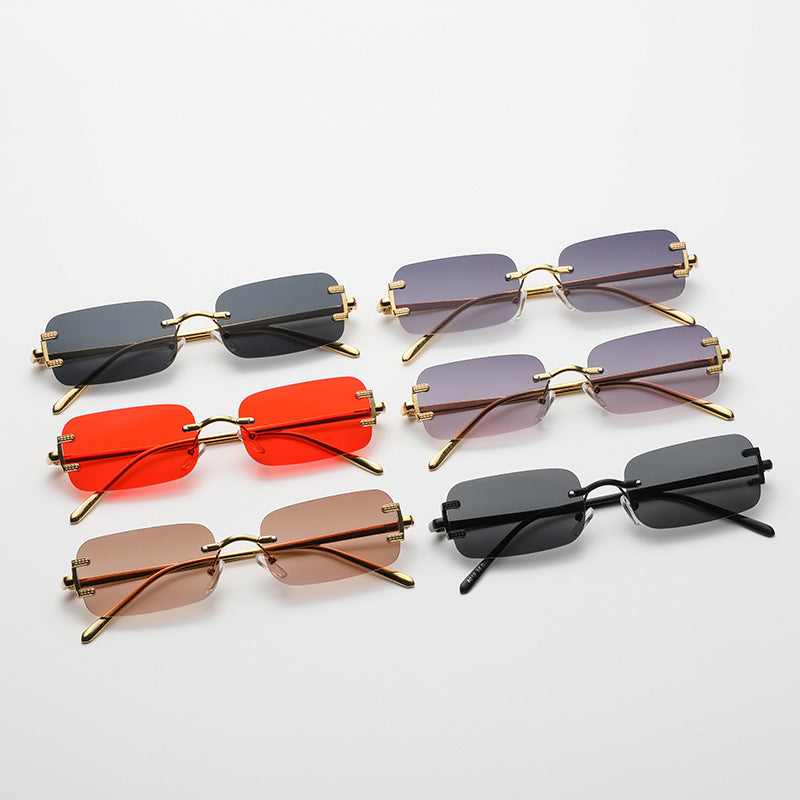 Retro Square Sunglasses Fashion Frameless Trendy Sunglasses