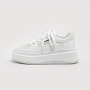 Women's Breathable Mesh Sneakers, Solid Lace Up Platform Skate Shoes, Thick Soled Platform Casual Sneakers