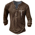 Men's Long Sleeve T-Shirt Button V-Neck Retro Oversize Youth