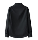 Men's Stand Collar Long Sleeve Slim Fit Solid Color Pocket Shirt