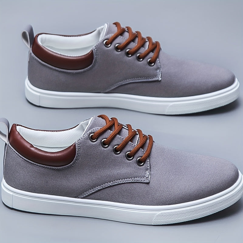 Stylish, Breathable Men's Canvas Low Tops - Comfortable Lace-up Sneakers for Outdoor & Everyday Wear