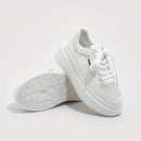 Women's Breathable Mesh Sneakers, Solid Lace Up Platform Skate Shoes, Thick Soled Platform Casual Sneakers