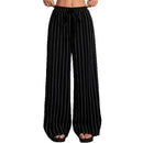 Women's Striped Drawstring Elastic Waist Casual Pants