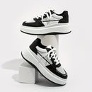 Women's Breathable Mesh Sneakers, Solid Lace Up Platform Skate Shoes, Thick Soled Platform Casual Sneakers