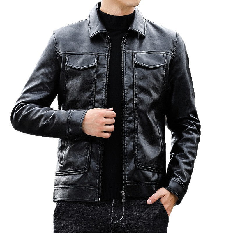 Men's Turn-Down Collar Casual Long Sleeve Jacket Coat
