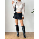 Women's Lace Elastic Peony Print Sheer Sexy Top