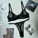 Sexy Lingerie French Bra Ultra-thin Mesh Lingerie Set