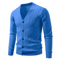 Men's Casual Knit Fashion Cable Loose V-Neck Cardigan Sweater Coat