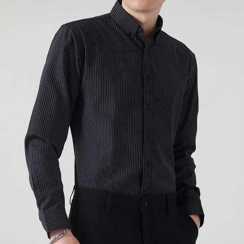 Casual Men's Long-sleeved Stylish Striped Shirt
