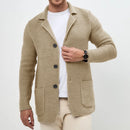 New Sweater Cardigan Men's Lapel Knitted Suit Jacket