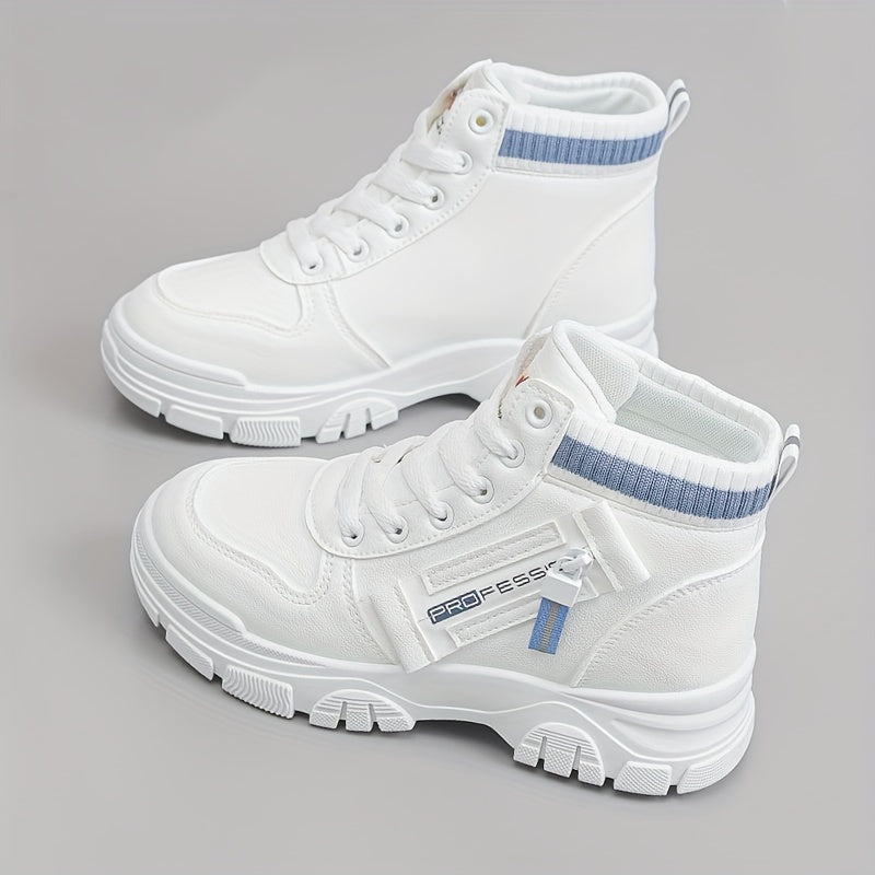 Women's Colorblock Casual Sneakers, High-top Round Toe Round Toe Thick Sole Non-slip Shoes, Versatile Comfy Shoes