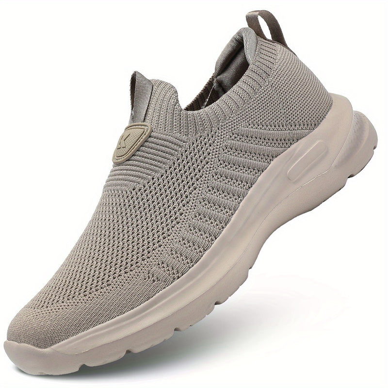 Men's Stylish Slip On Comfy Running Shoes: Breathable & Durable Non-Slip Shock Absorption Sneakers For Jogging, Walking & Hiking!