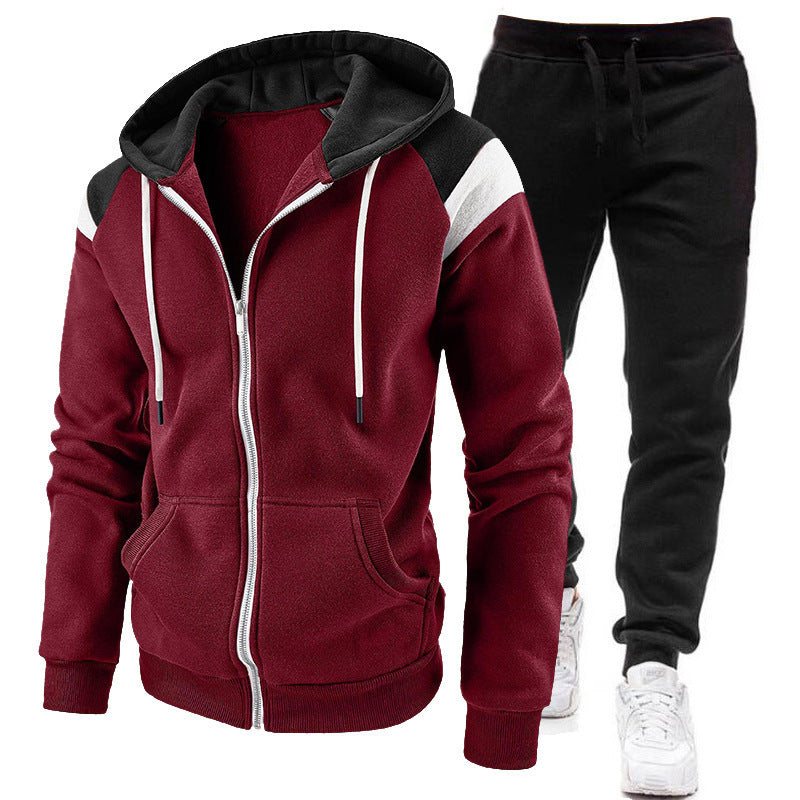 Men's Fashion Zip-up Hoodie Sweatshirt Set