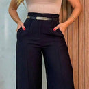 Calça Feminina Wide Leg Solta Pantalona Social