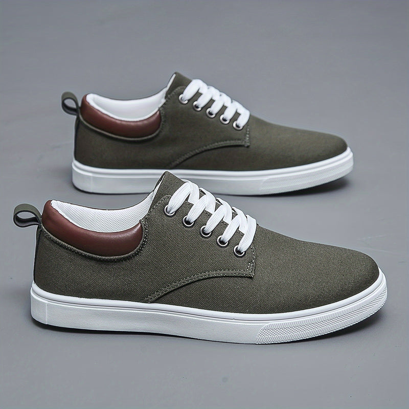Stylish, Breathable Men's Canvas Low Tops - Comfortable Lace-up Sneakers for Outdoor & Everyday Wear