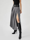 Women's High Waist Slimming Slit Pleated Skirt