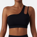 Oblique One-shoulder Beauty Back Yoga Bra Nude Feel Sports Underwear Irregular Shoulder Strap