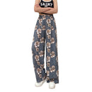 Women's Thin Casual High-waisted Loose Retro Printed Denim Straight-leg Pants